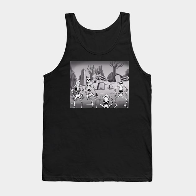 Spooky Scary Skeletons Tank Top by tesiamarieart